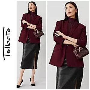 Talbotts Wool Single Button Blazer- Wine, 12P